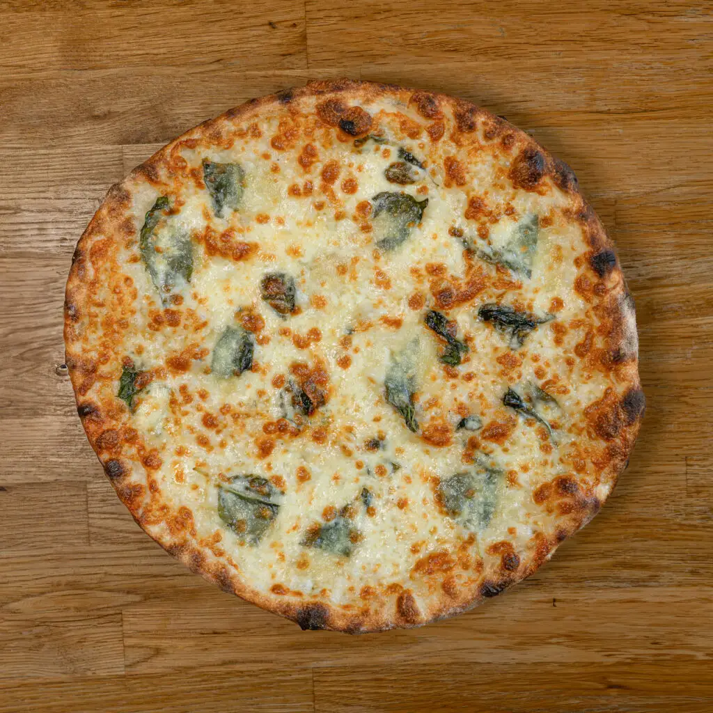 White pizza with basil at Alfreda